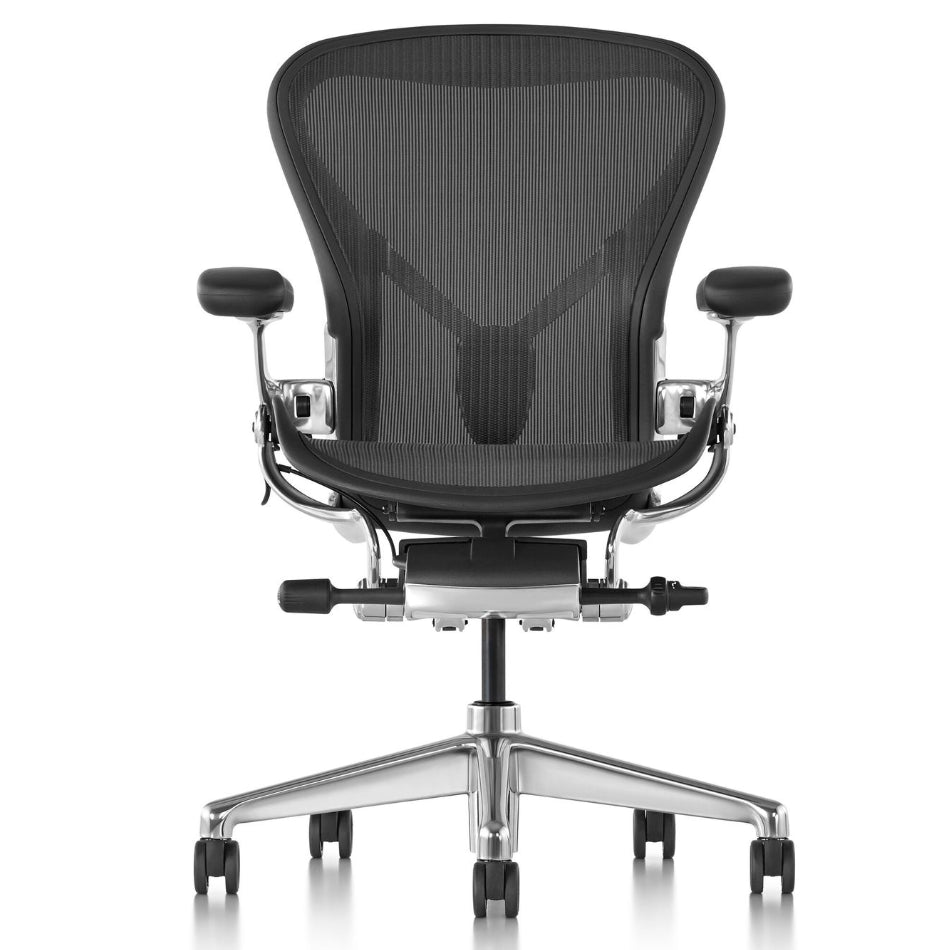 Odnowione krzesło Herman Miller Aeron Remastered z polerowanego aluminium